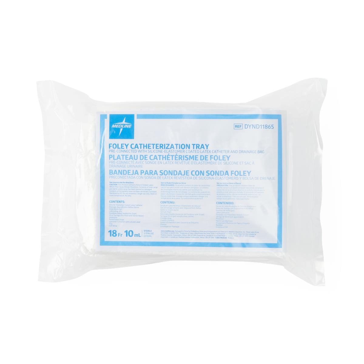 2-Layer Silicone-Elastomer Latex Foley Catheter Trays with Blunt Cannula - Closed System Indwelling Catheter