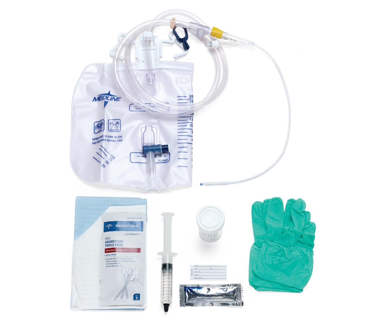 Sterile Foley Catheter Insertion Tray with Povidone-Iodine Swabsticks - Complete Kit