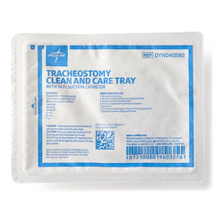Medline Tracheostomy Care and Cleaning Tray - Sterile 14Fr Whistle Tip Suction Catheter with Complete Care Kit