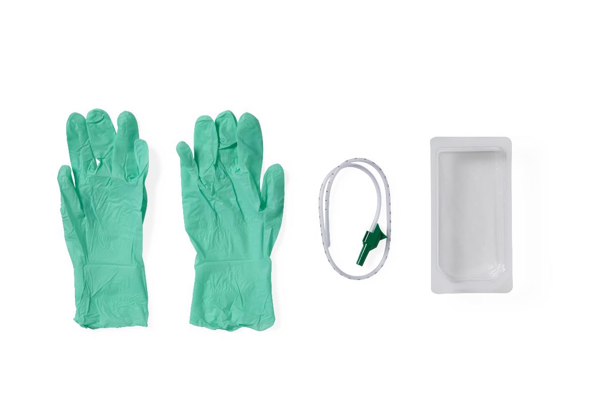 Mini Open Suction Catheter Tray - Sterile Single-Use Kit with Gloves (6-14 Fr)