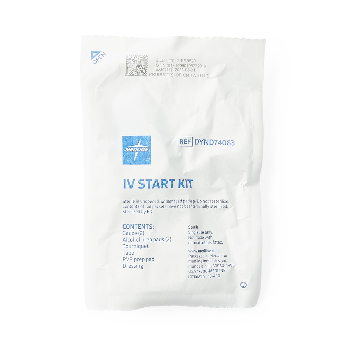 Medline Alcohol Prep Pad 7-Piece IV Start Kit - Complete Sterile IV Insertion Bundle