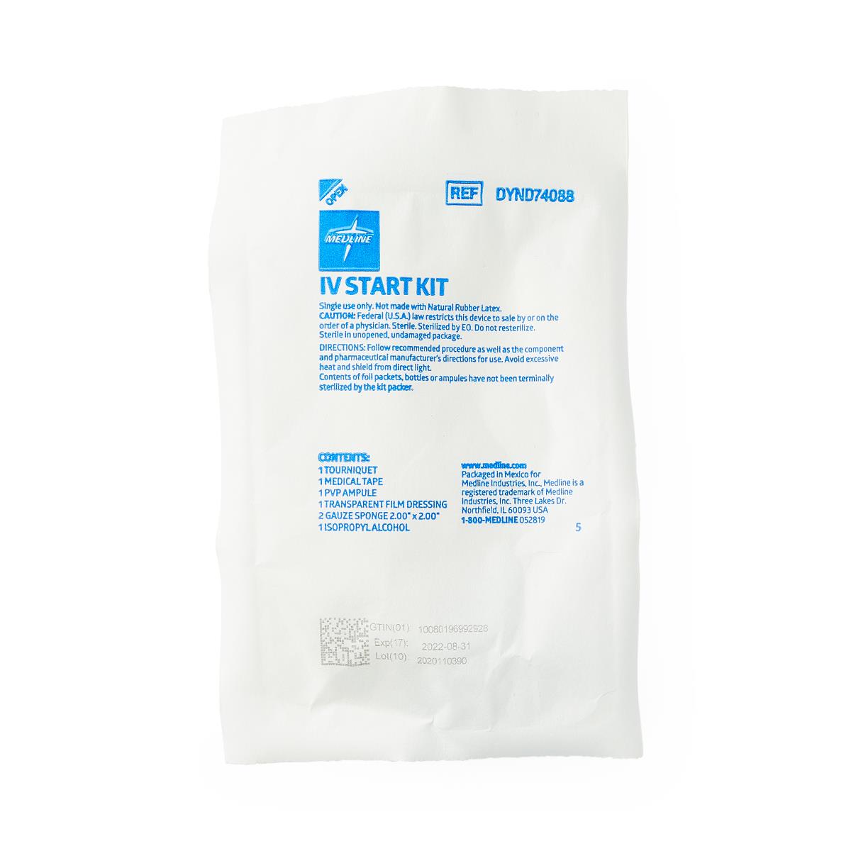 Medline Alcohol Prep Pad 7-Piece IV Start Kit - Complete Sterile IV Insertion Bundle