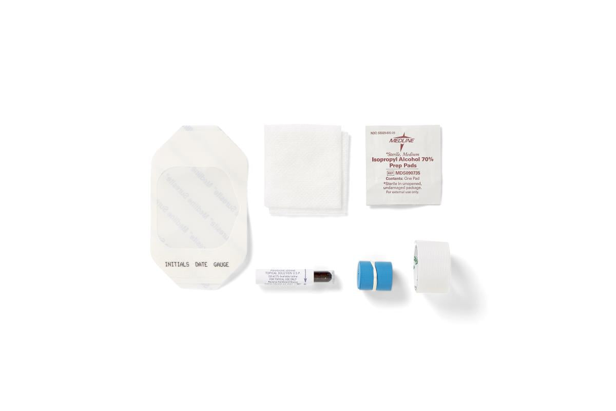 8-Piece IV Start Kit - Complete Peripheral IV Insertion Set with Securement Dressing - Case of 100
