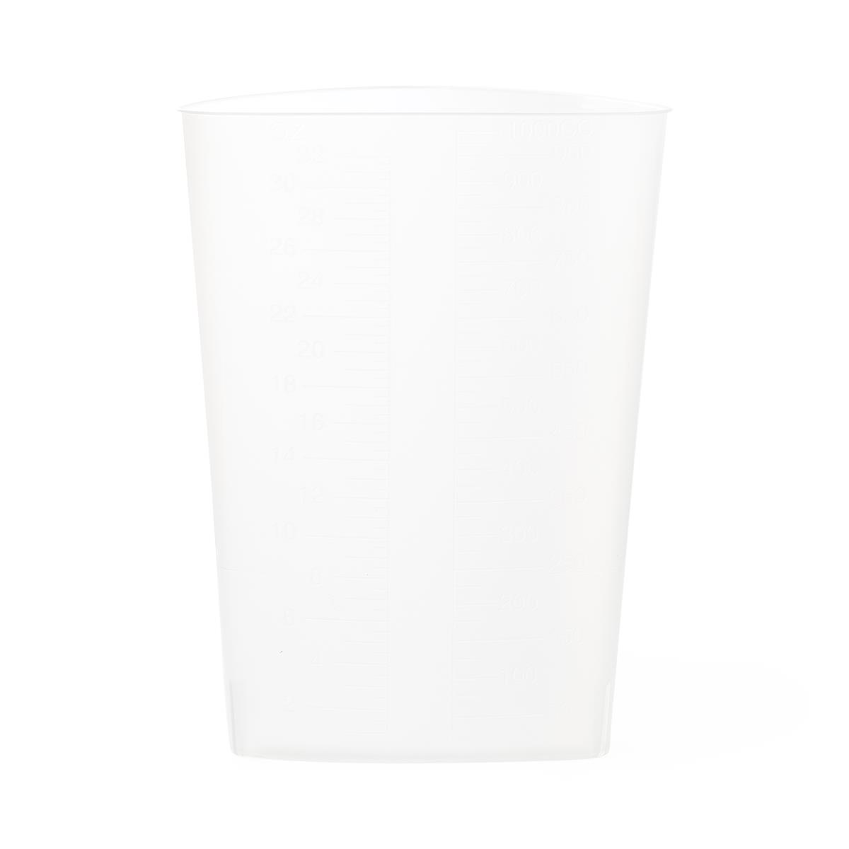 Medline 1000mL Graduated Container - Clear Reusable Medical Measuring Cup with Etched Graduations