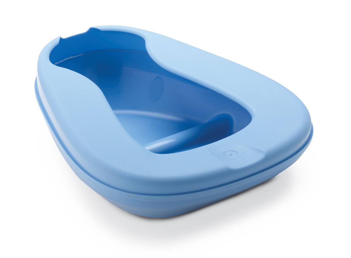 Autoclavable Pontoon Bedpan, Medical-Grade Stackable Design with Graduated Measurements - Blue (Case of 12)