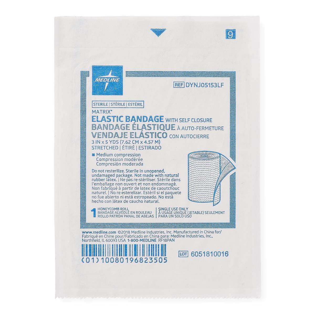 Medline Sterile Matrix Elastic Bandages - Color-Coded Self-Closure Compression Wraps