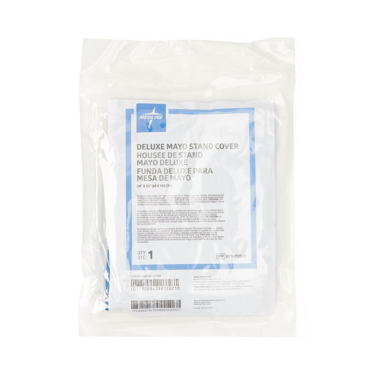 Medline Deluxe Sterile Surgical Mayo Stand Covers 24"x53" - Blue (Case of 30)