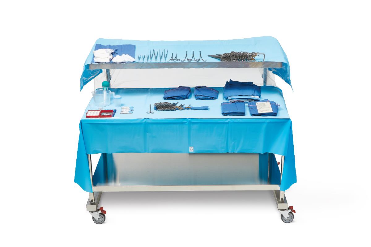 Medline Heavy Duty 2-Tier Sterile Back Table Cover - Single Use Surgical Drape