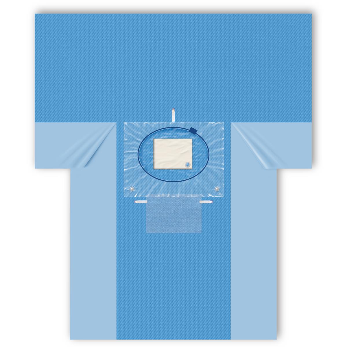 Fenestrated C-Section Surgical Drape with Fluid Control Pouch and Wire - Premium SMS Fabric