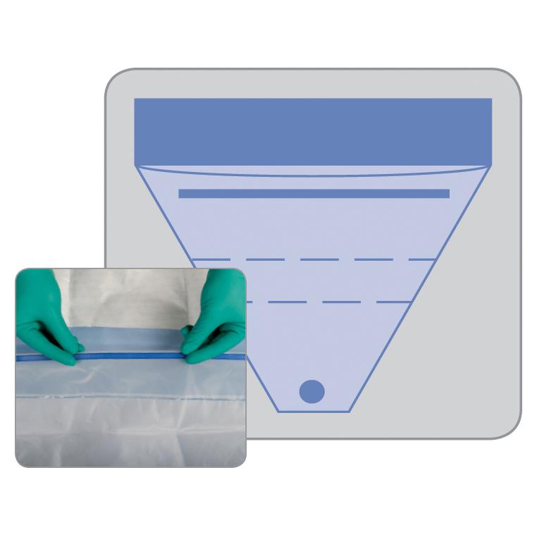 Invisishield Fluid Collection Pouch with Drainage Port, 20" x 20" with 20" x 6" Adhesive Area - Case of 40