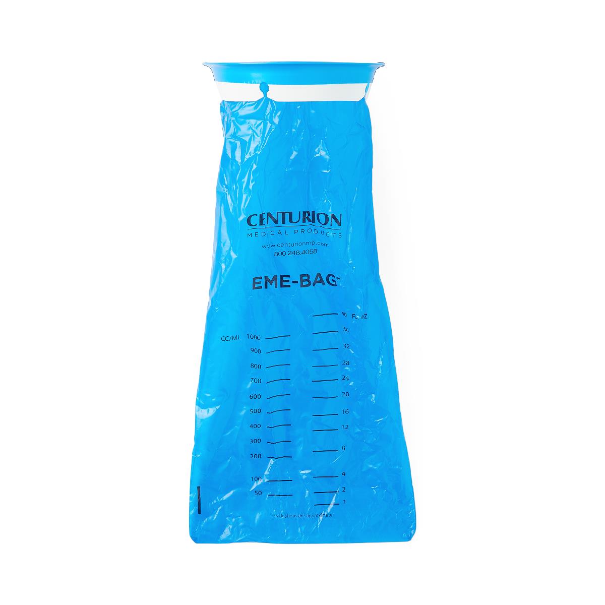 Medline Centurion HDPE Graduated Emesis Bag with Rigid Ring, Blue - Case of 144