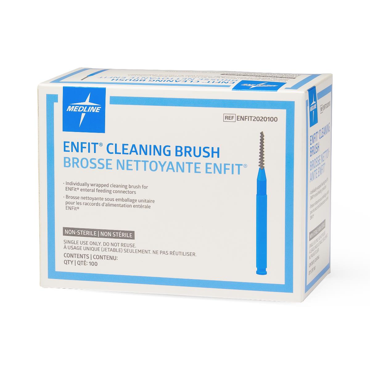 Medline ENFit Cleaning Brushes - Single-Use Sterile Enteral Feeding Connector Cleaning Tool (100/Case)