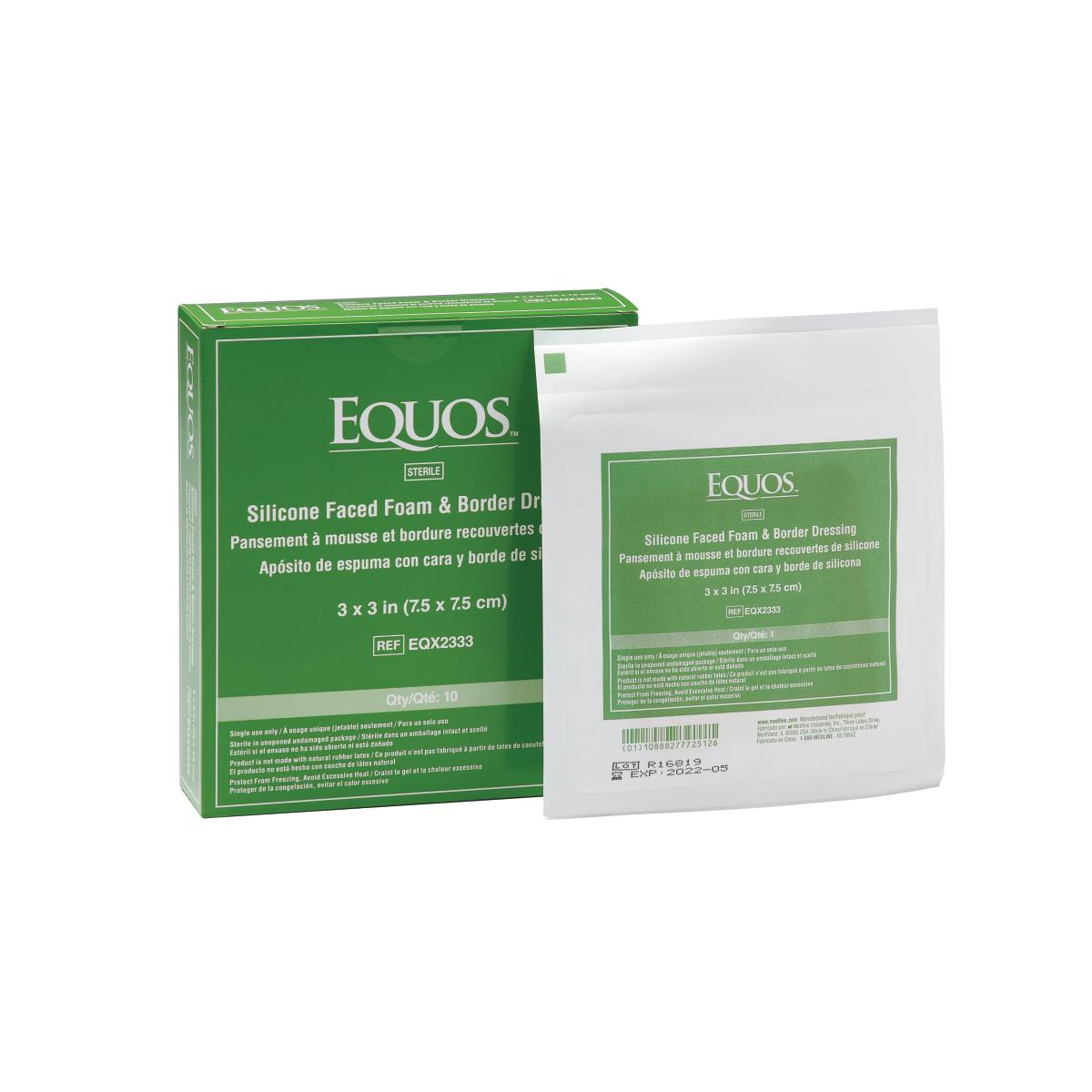 Equos 5-Layer Square Foam Wound Dressing with Silicone Adhesive Border - Advanced Exudate Management