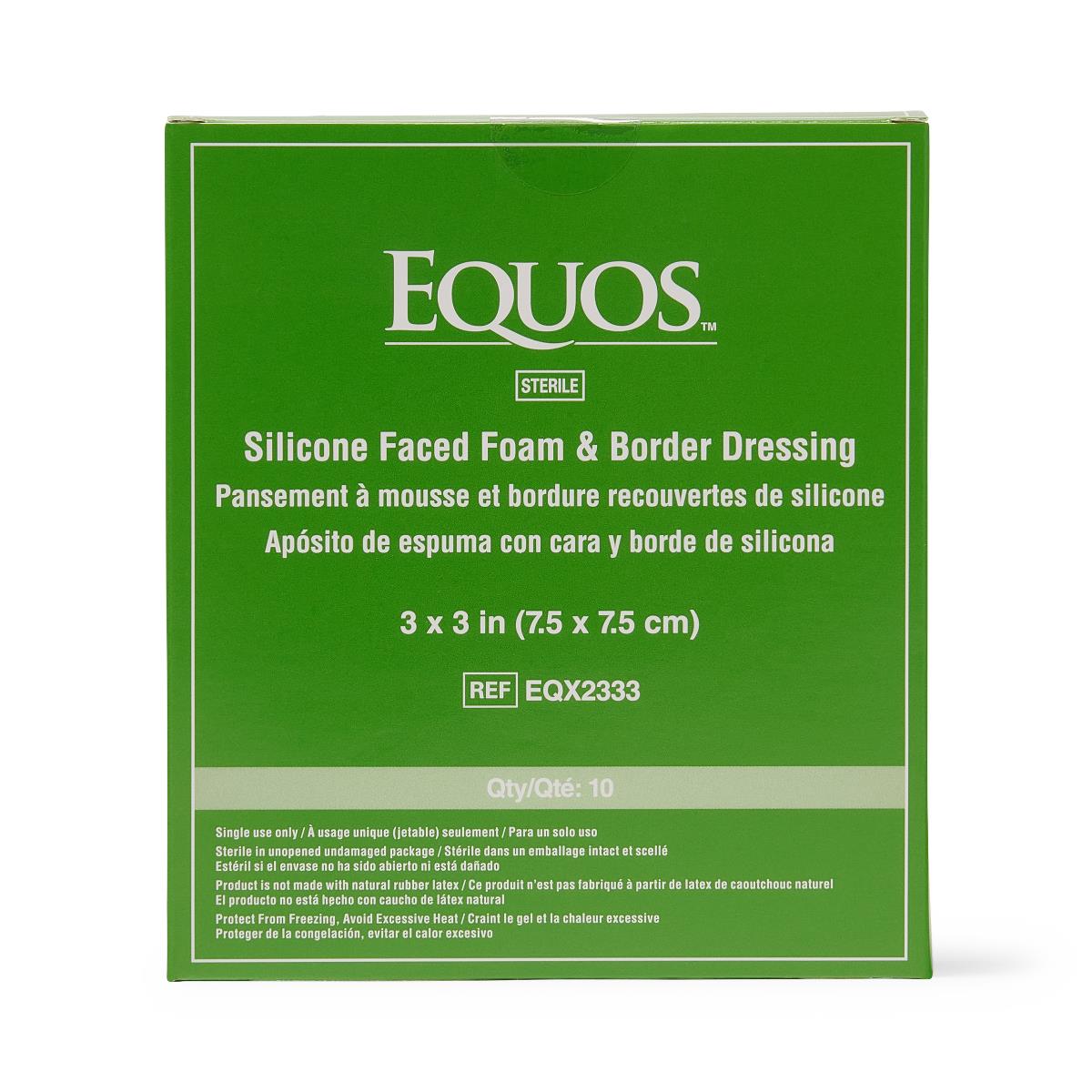 Equos 5-Layer Square Foam Wound Dressing with Silicone Adhesive Border - Advanced Exudate Management