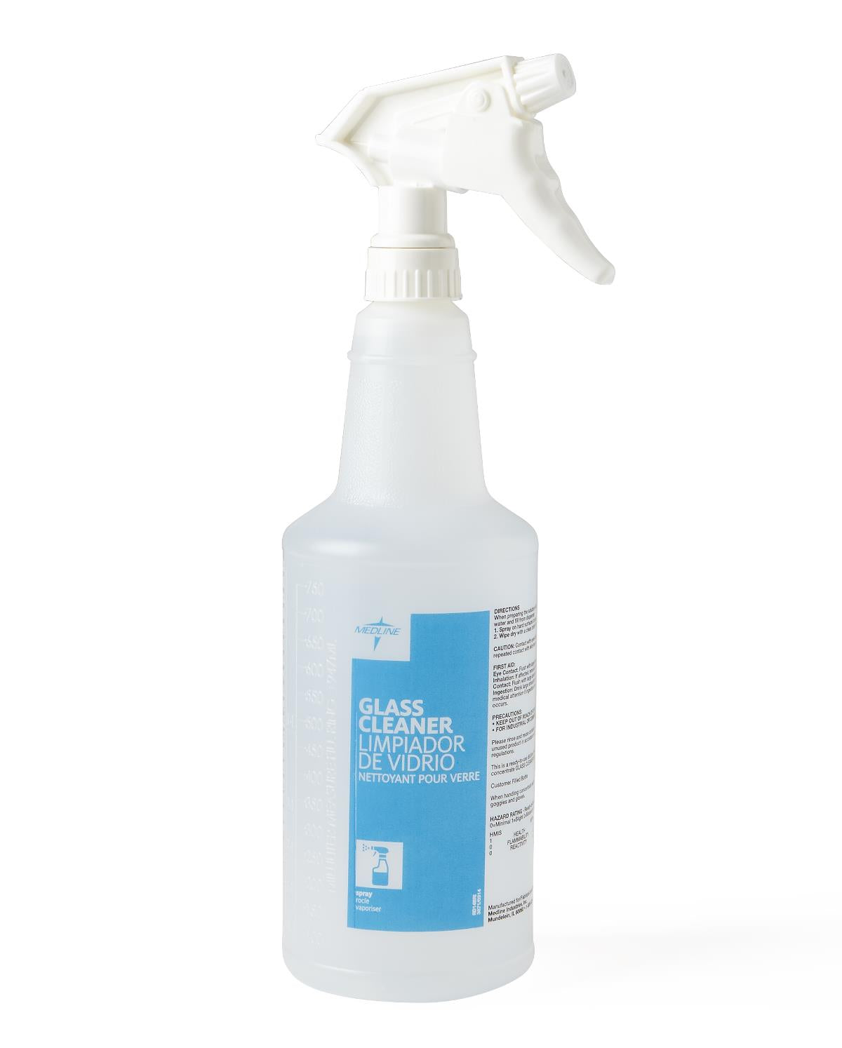 Medline Multi-Surface Glass Cleaner Empty Spray Bottle - Blue (Case of 6)
