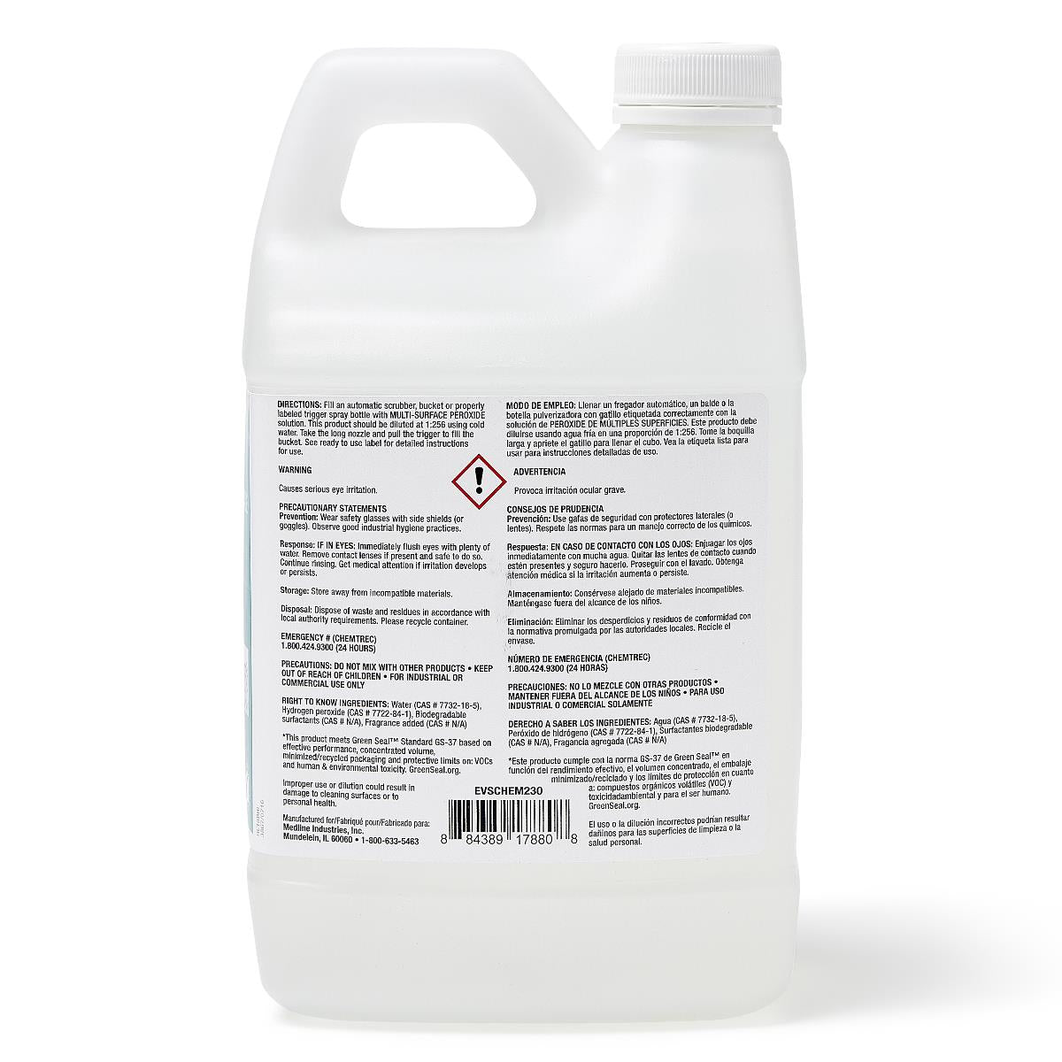 Medline Multisurface Peroxide Cleaner 0.5 Gallon - Concentrated Formula (Case of 4)