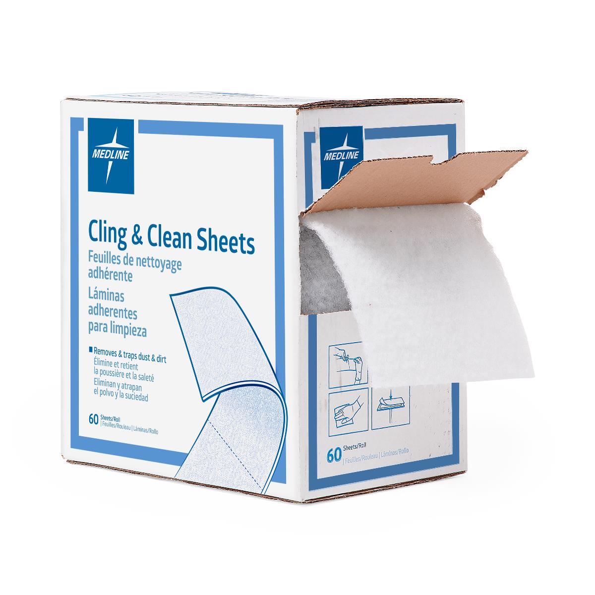Medline Cling and Clean Dust Sheet - Disposable 2-Sided Cleaning Sheets for Professional Use