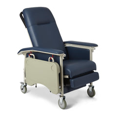 Medline ComfortEZ 3-Position Geri Recliner - Manual Adjustment, 300 lb Capacity, Blue Ridge Vinyl with Locking Casters