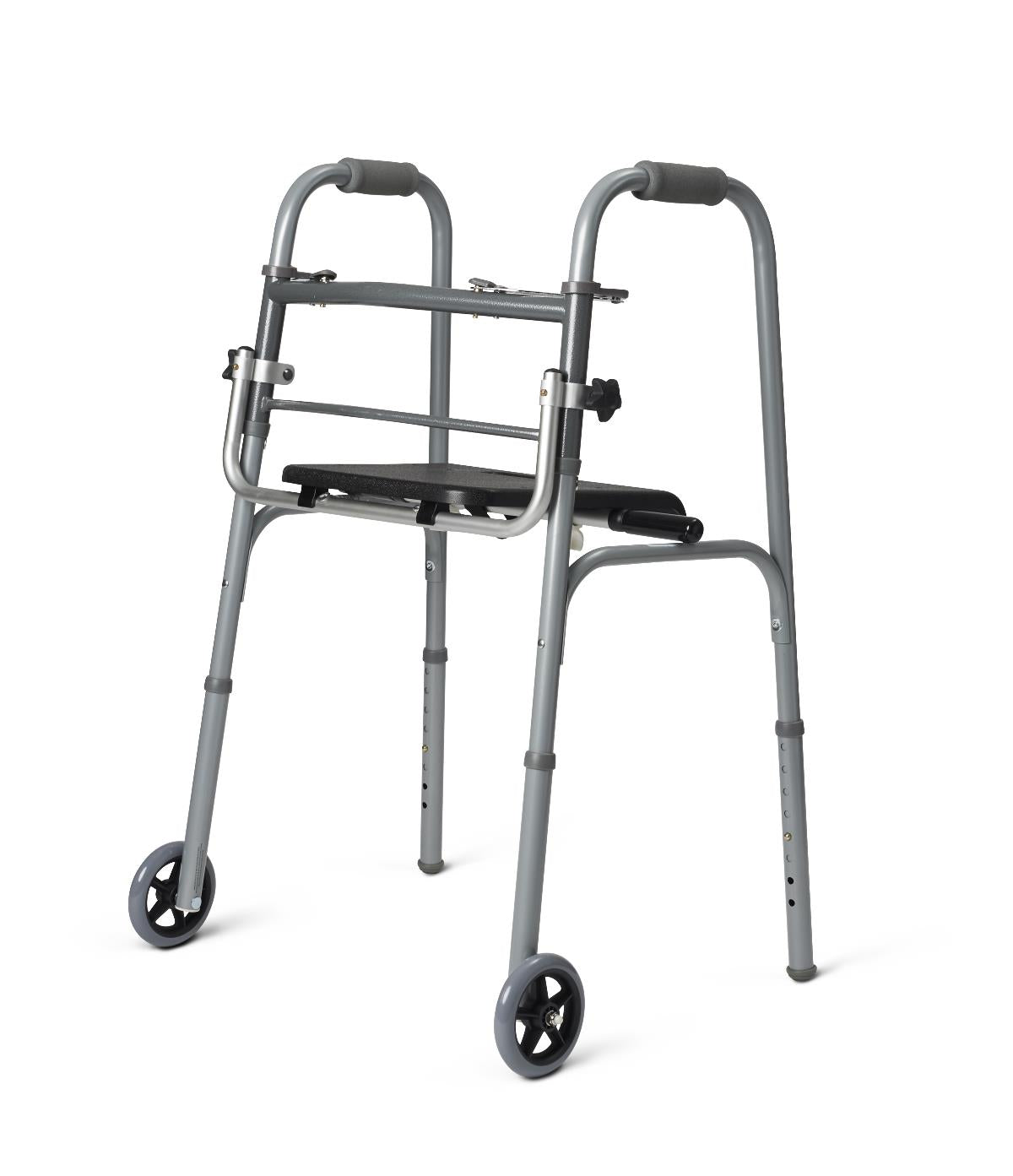 Medline Universal Folding Seat for 2-Button Walker - Portable Walker Chair Attachment 300 lbs Capacity (2/Case)