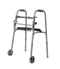 Medline Universal Folding Seat for 2-Button Walker - Portable Walker Chair Attachment 300 lbs Capacity (2/Case)