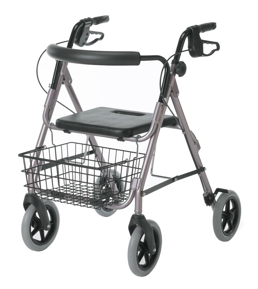 Medline Guardian Deluxe Rollator Walker with 8 Inch Wheels - Lightweight Aluminum Mobility Aid with Padded Seat