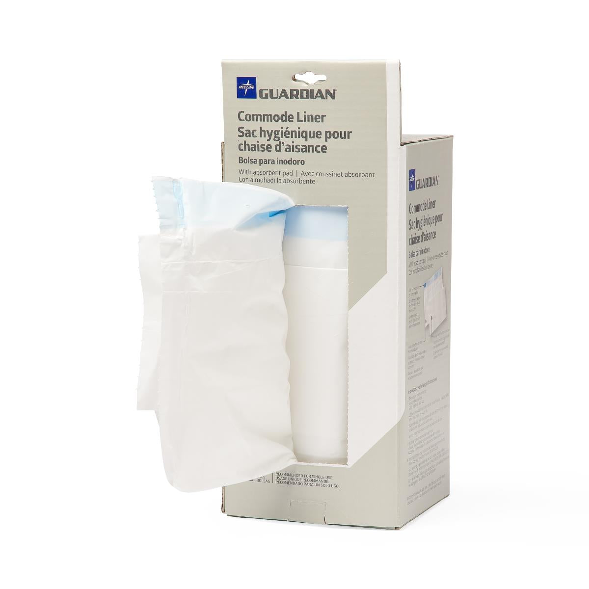 Medline Commode Liner with Absorbent Pad - Latex-Free Disposable Liners for Standard Commode Buckets