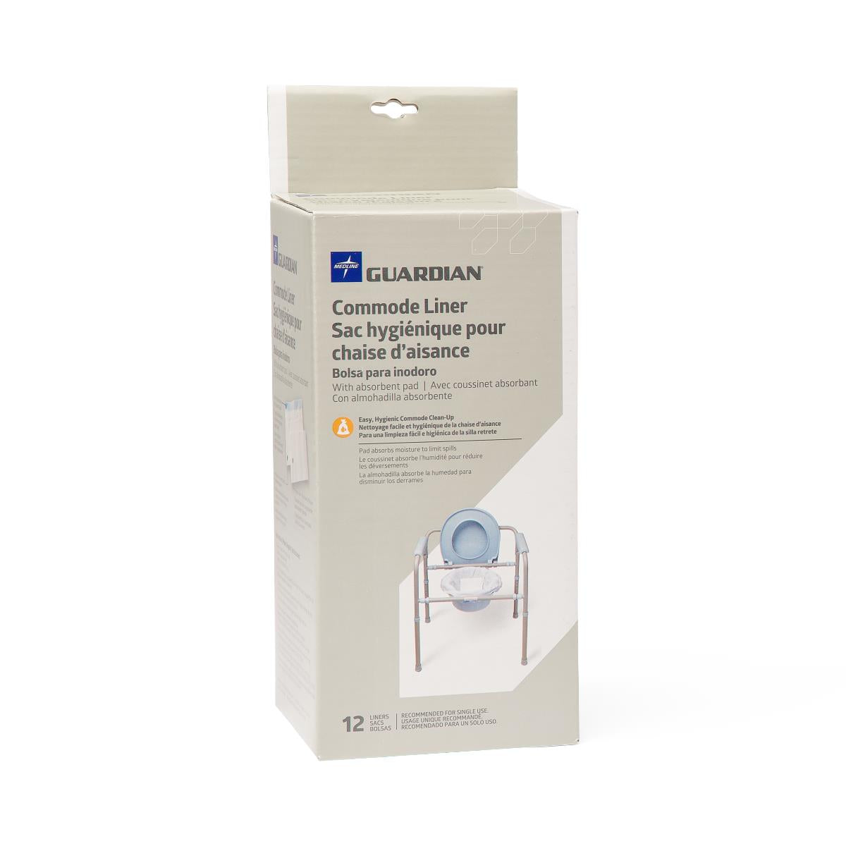 Medline Commode Liner with Absorbent Pad - Latex-Free Disposable Liners for Standard Commode Buckets