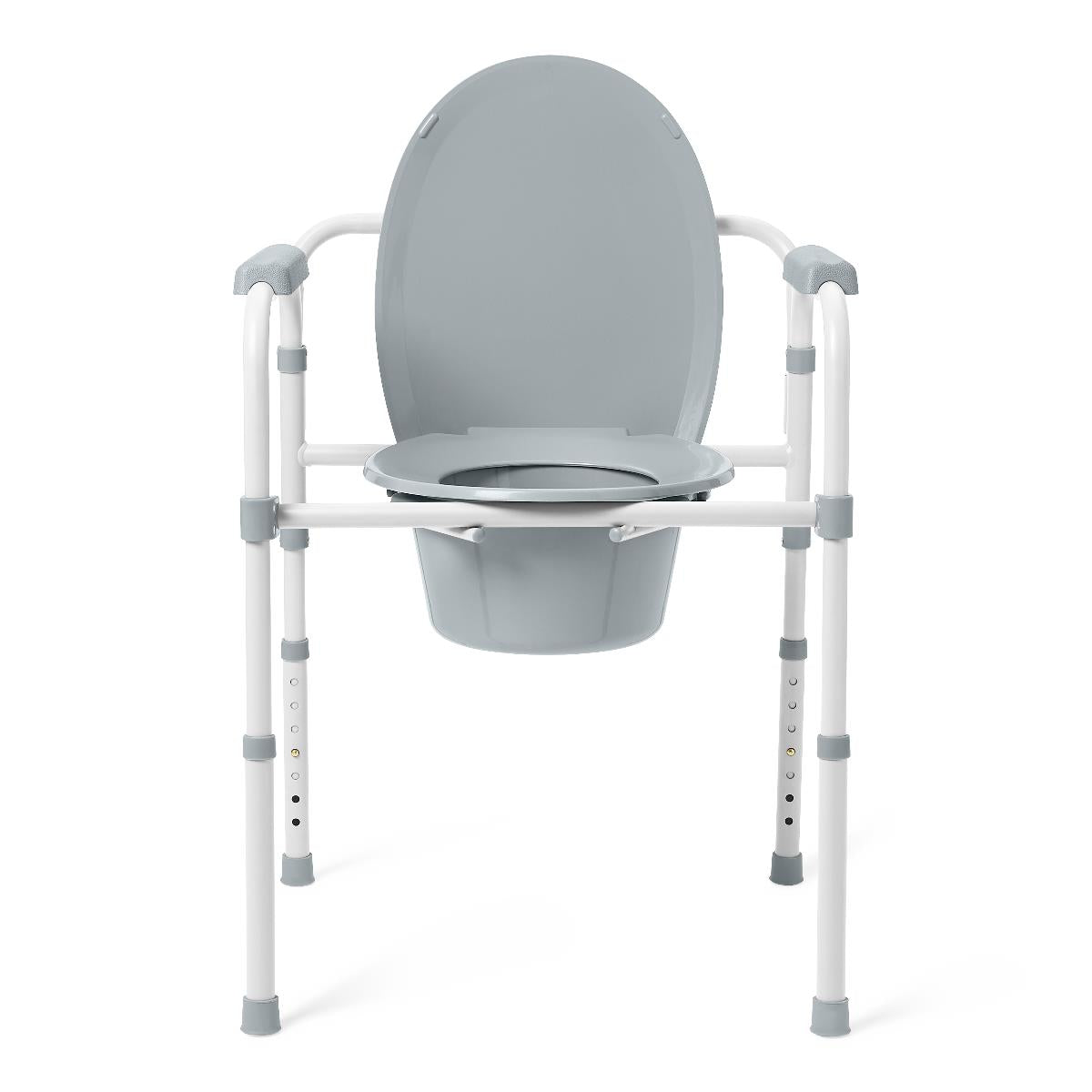 Medline Aluminum Bedside Commode - Adjustable Height 3-in-1 Toilet Safety Frame with 350 lbs Capacity