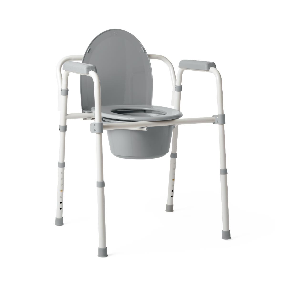 Medline Standard Steel 3-in-1 Folding Commode with Splash Guard - 350 lbs Capacity
