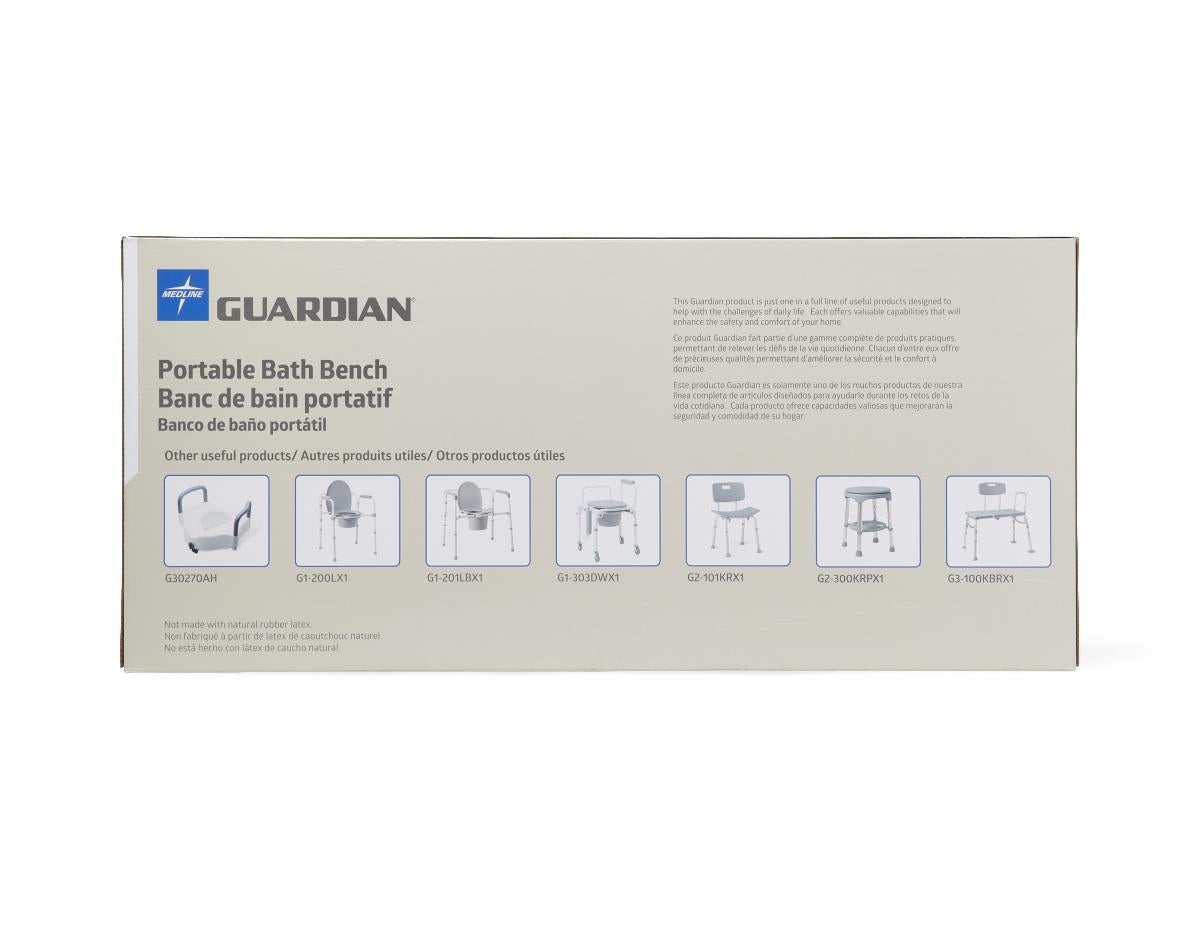 Portable Shower Board with Back Support - 250 lb Capacity Medical Bath Bench