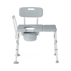 Medline Combination Transfer Bench and Commode - 400 lbs Capacity, Adjustable Height 18-22 inches