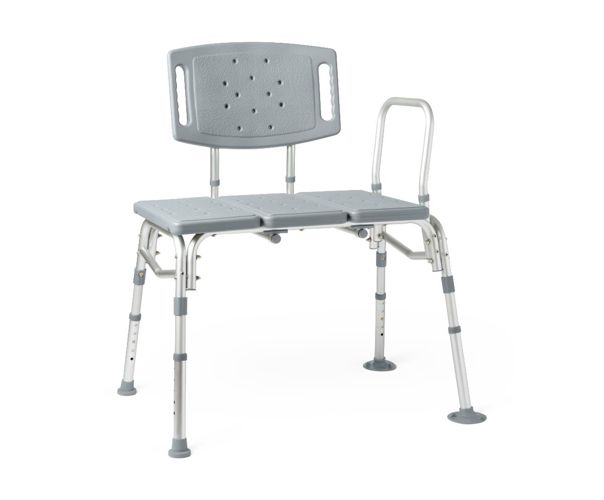 Bariatric Knockdown Transfer Bench 550 lbs Capacity - Adjustable Height 16"-20" with Reversible Back