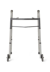 Guardian Two-Button Folding Walker with 5-Inch Wheels - Lightweight Aluminum Adult Mobility Aid