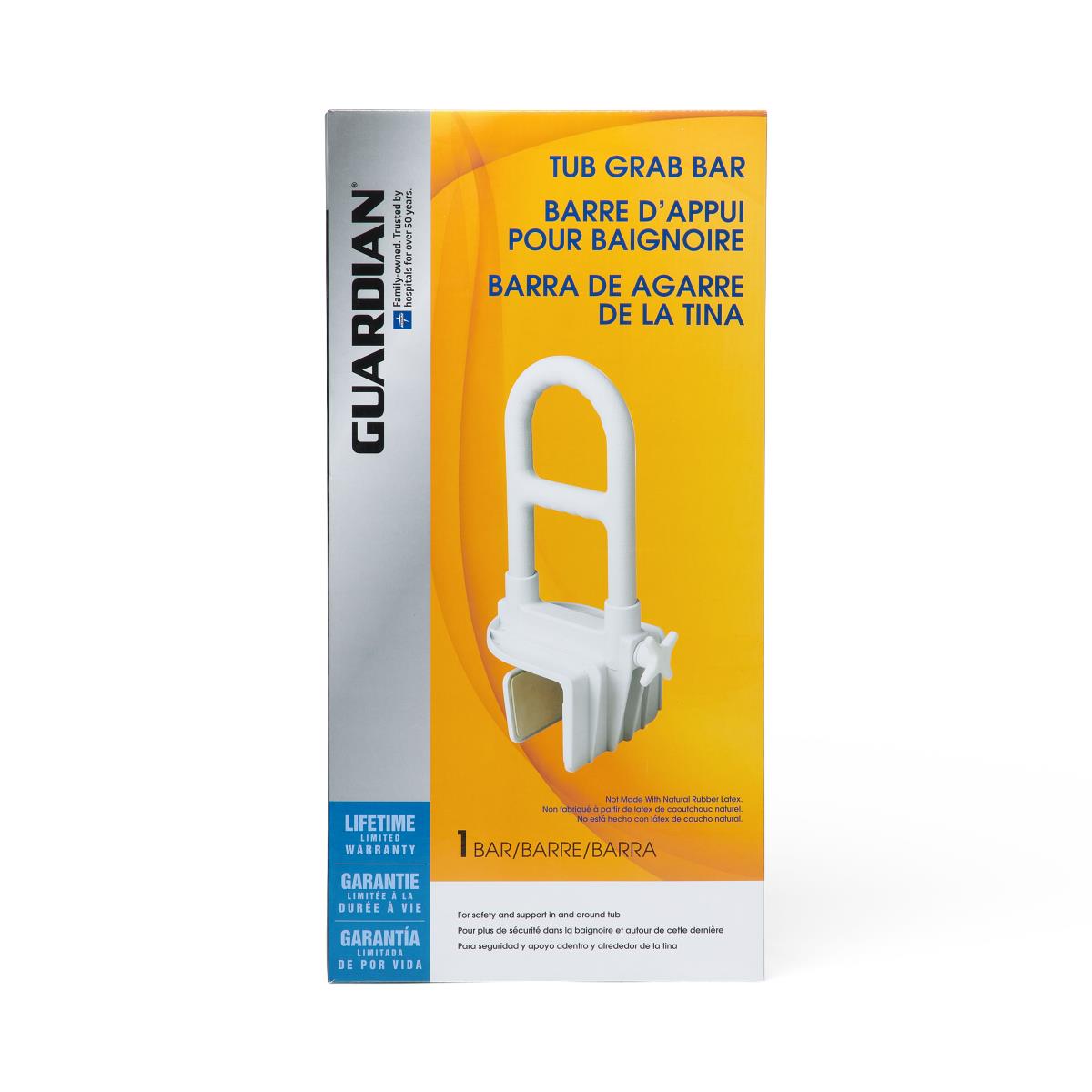 Steel Bathtub Grab Bar with Side Locks - 250 lb Capacity Safety Rail for Bathroom