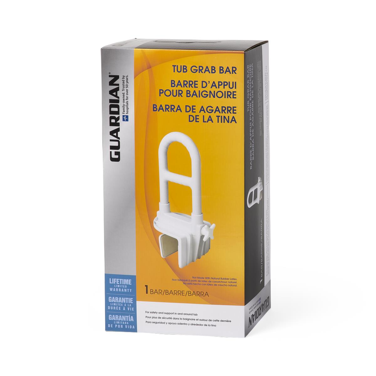 Steel Bathtub Grab Bar with Side Locks - 250 lb Capacity Safety Rail for Bathroom