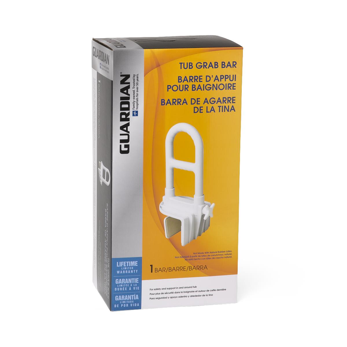 Steel Bathtub Grab Bar with Side Locks - 250 lb Capacity Safety Rail for Bathroom