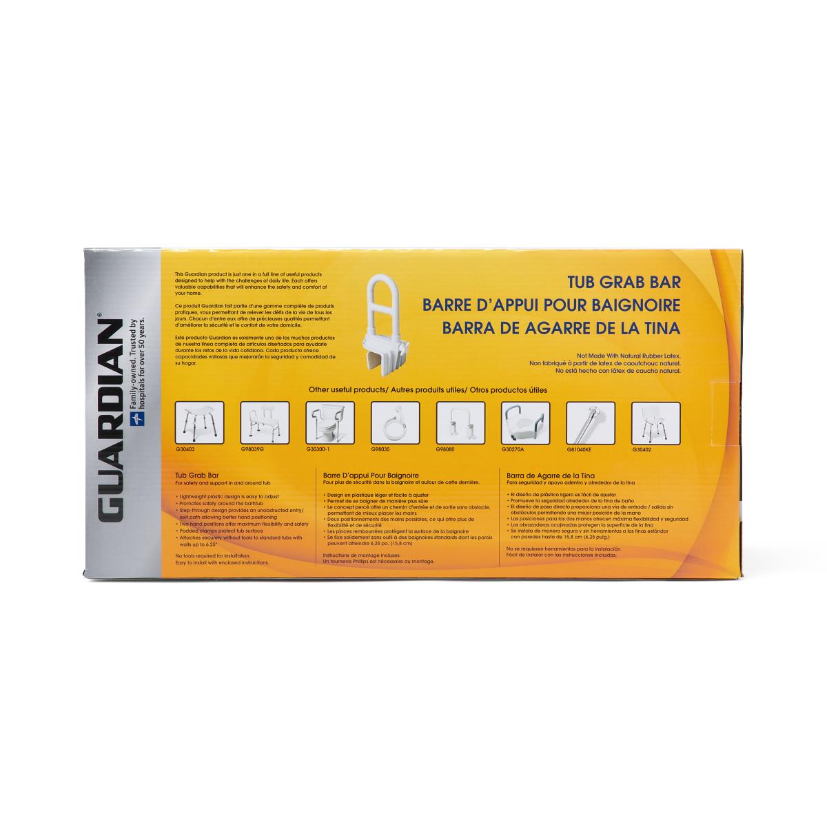 Steel Bathtub Grab Bar with Side Locks - 250 lb Capacity Safety Rail for Bathroom