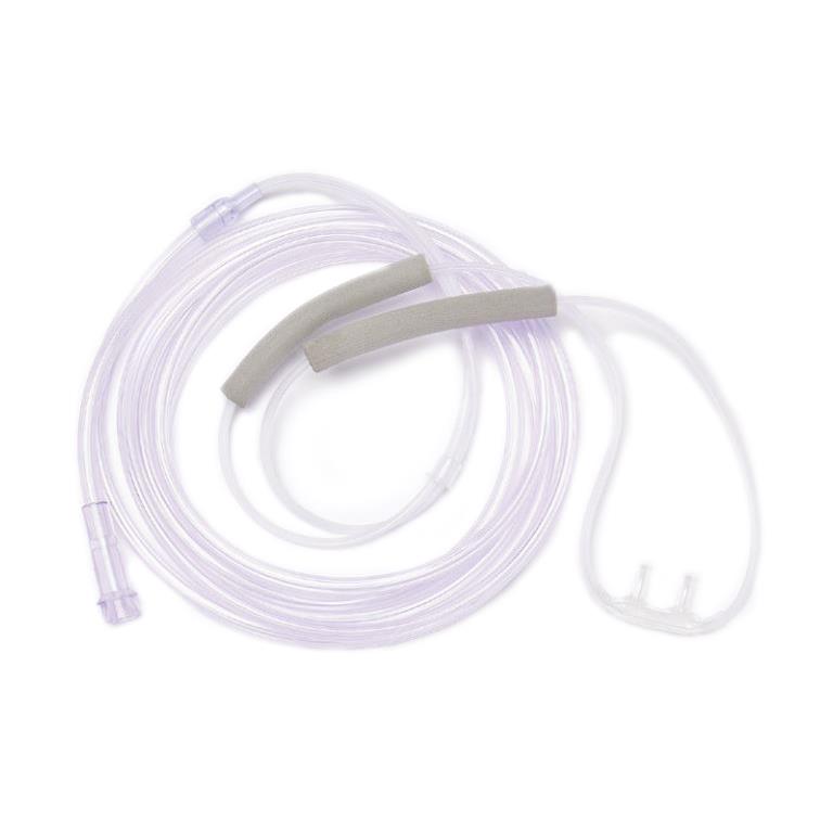 Soft Touch Nasal Oxygen Cannula with Foam Ear Covers - Crush-Resistant Tubing