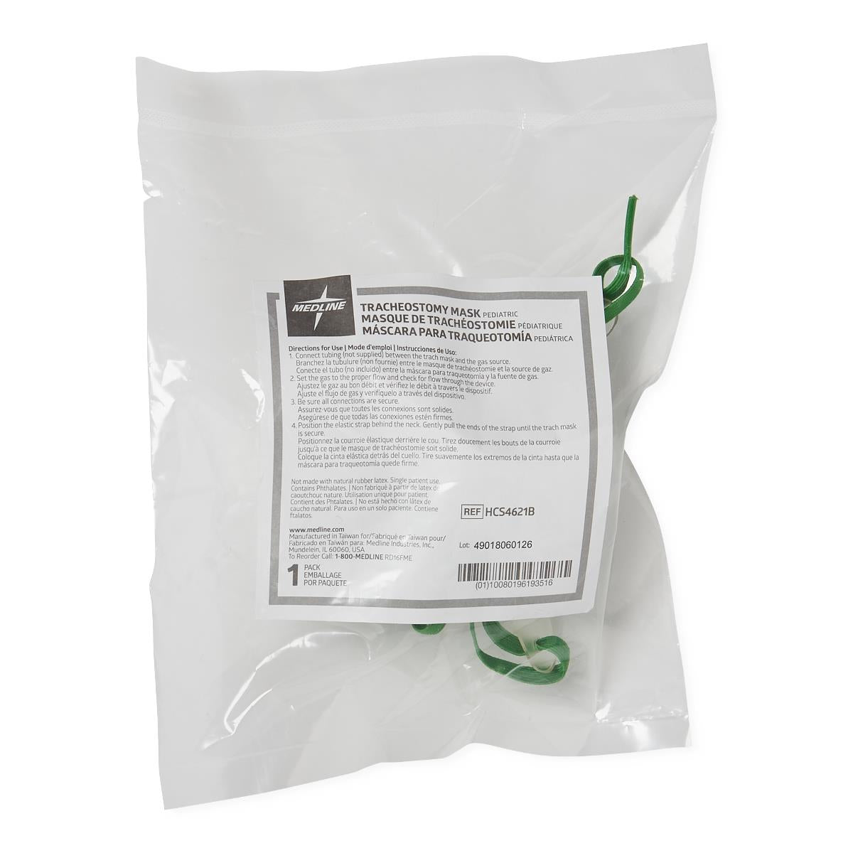 Medline Pediatric Tracheostomy Mask with Swivel Adapter - 22mm Corrugated Tubing Compatible, Case of 50