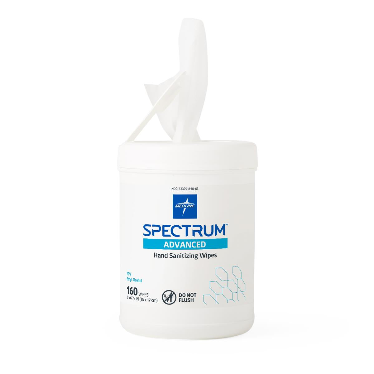 Medline Spectrum Advanced Hand Sanitizer Wipes - 70% Alcohol, Fragrance-Free with Aloe & Vitamin E