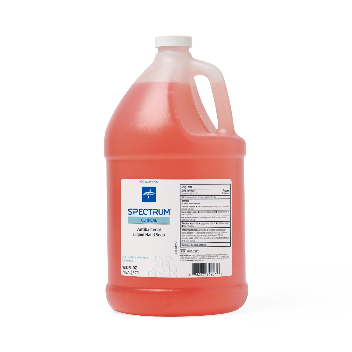 Medline Spectrum Antibacterial Liquid Hand Soap, 1 Gallon - Gentle Formula with Benzalkonium Chloride