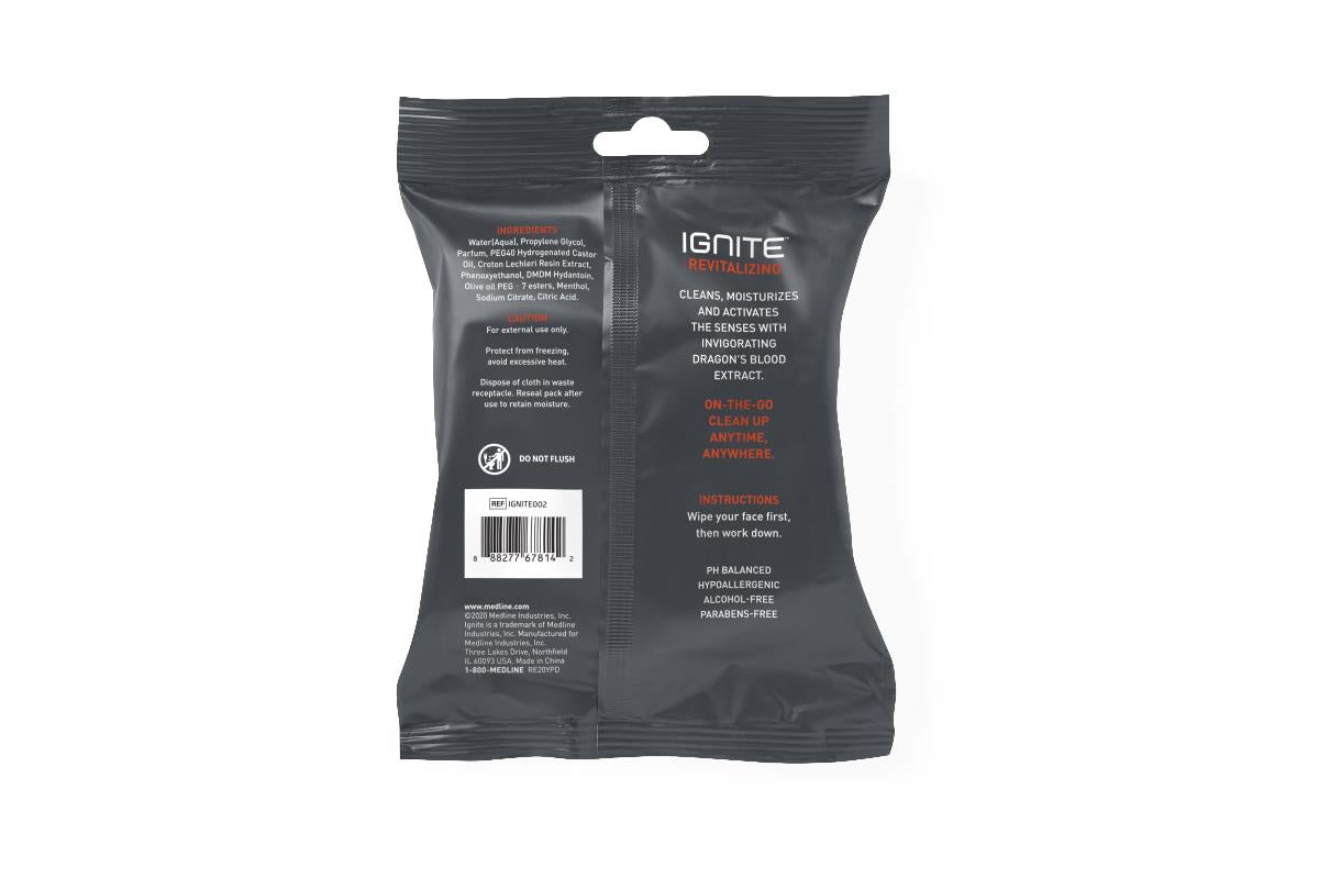 Ignite Revitalizing Scent Body Wipes - Coffee & Pomegranate Infused Cleansing Cloths (8x8 inch)