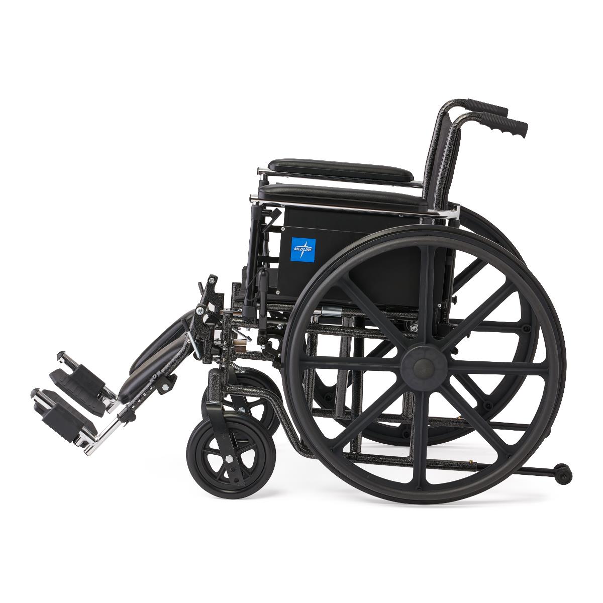Guardian K2 Basic Wheelchair - Manual Folding Wheelchair with Elevating Leg Rests, 300 lbs Capacity