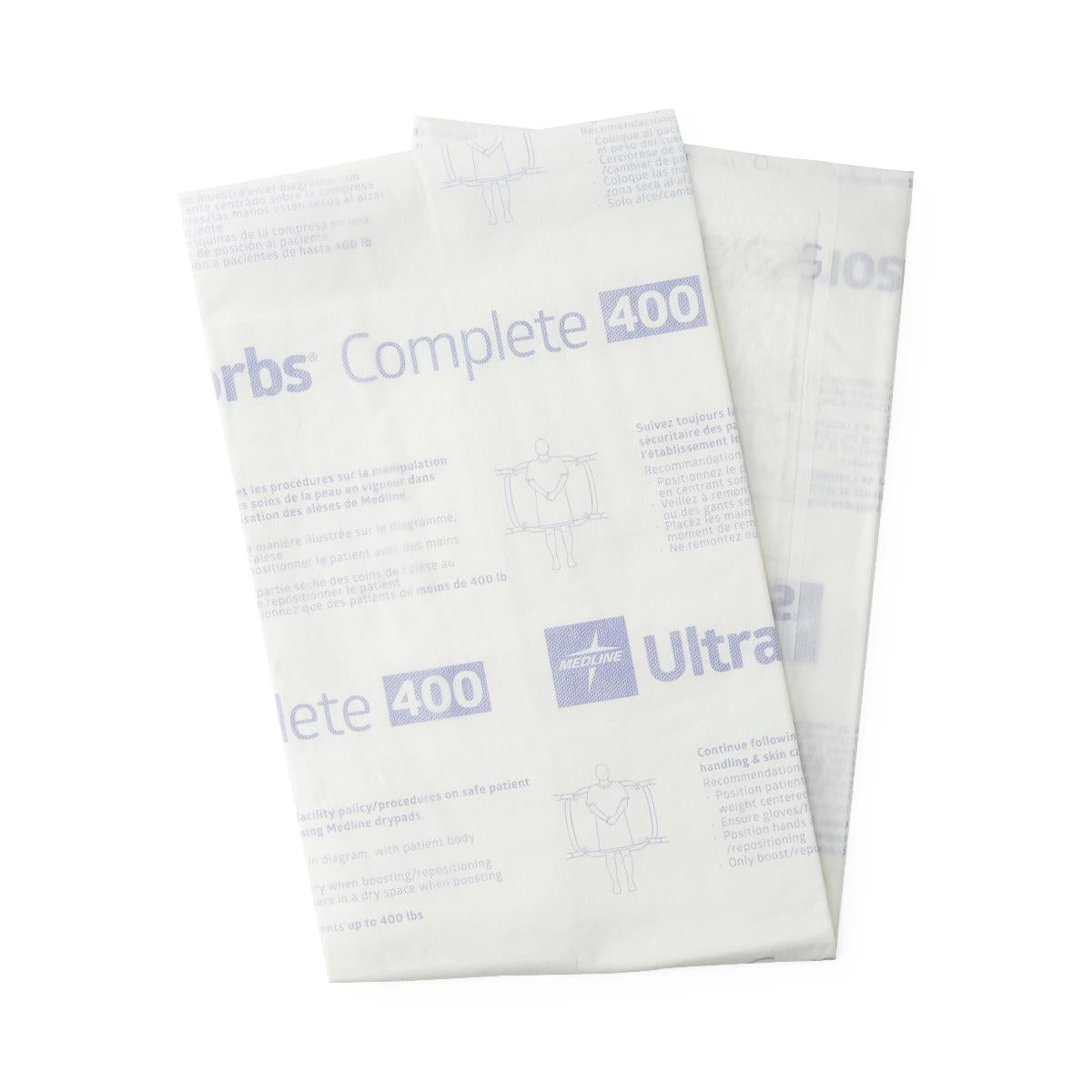 Medline Ultrasorbs Complete Premium Underpads - 30 x 36 Inch - Ultra Absorbent - Air Permeable - Case of 60