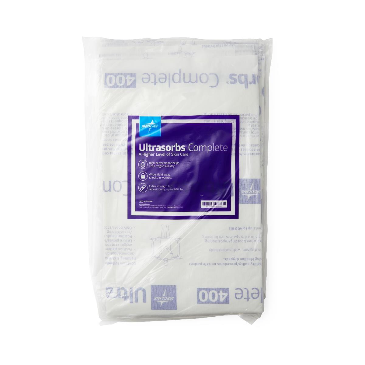 Medline Ultrasorbs Complete Premium Underpads - 30 x 36 Inch - Ultra Absorbent - Air Permeable - Case of 60
