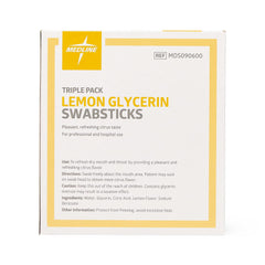 Lemon Glycerin Oral Swabsticks - 4 Inch Rayon Tip Mouth Care Swabs for Patients (3 per Pack)