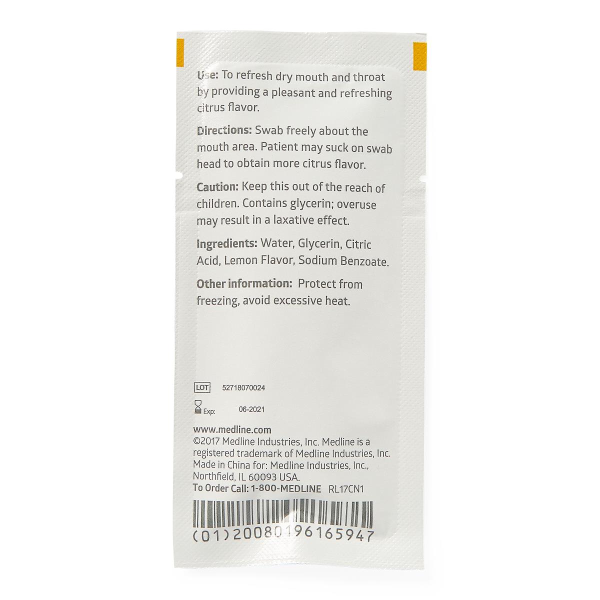 Lemon Glycerin Oral Swabsticks - 4 Inch Rayon Tip Mouth Care Swabs for Patients (3 per Pack)