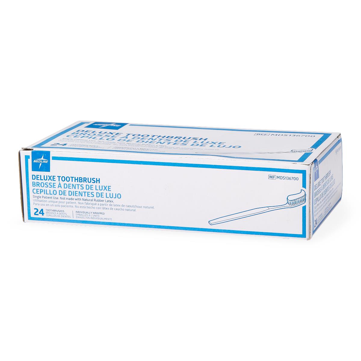 Deluxe Adult Patient Toothbrush - 34-Tuft Soft Bristle Oral Care for Hospital & Rehabilitation Settings