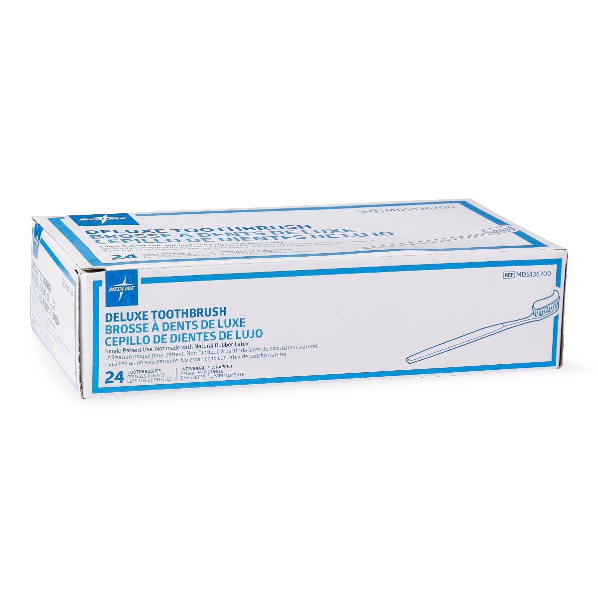 Deluxe Adult Patient Toothbrush - 34-Tuft Soft Bristle Oral Care for Hospital & Rehabilitation Settings