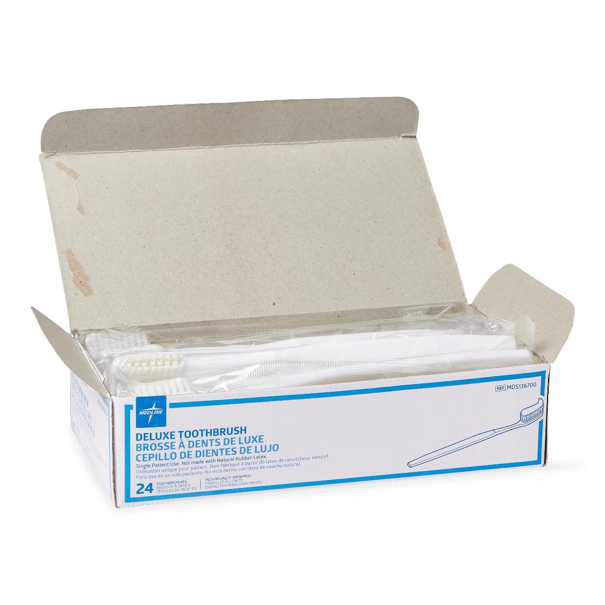 Deluxe Adult Patient Toothbrush - 34-Tuft Soft Bristle Oral Care for Hospital & Rehabilitation Settings